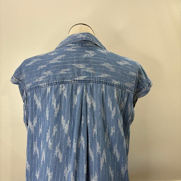 Style & Co Plus Size 1X Chambray Top Southwest Western Button Up Short Sleeve - Picture 12 of 13